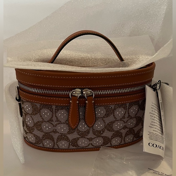 Coach Trail Bag Crystal Signature Jacquard Silver/Burnished Amber, 2 straps 🤎✨ - Picture 6 of 16